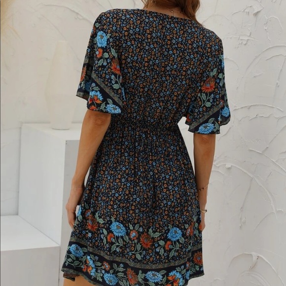 Boho floral knot butterfly A line dress - Picture 2 of 6